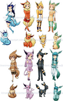 Gijinka: eevee evolutions