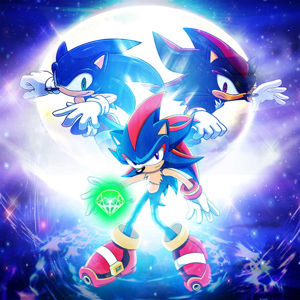 Fan art fusion of sonic, shadow, and silver. Reminds me of chakra-X's  shadic : r/SonicTheHedgehog