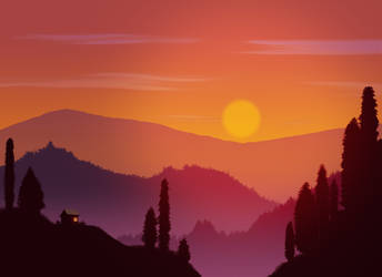 Sunset and hills
