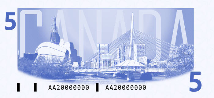 Canada $5 Note - Provincial Capitals (Verso)