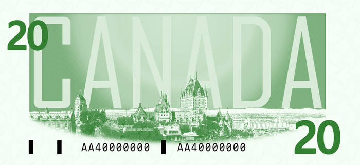 Canada $20 Note - Provincial Capitals (Verso)