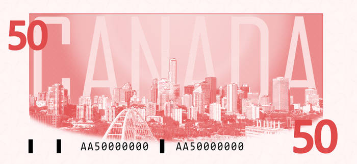 Canada $50 Note - Provincial Capitals (Verso)