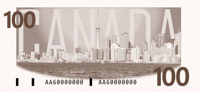 Canada $100 Note - Provincial Capitals (Verso)