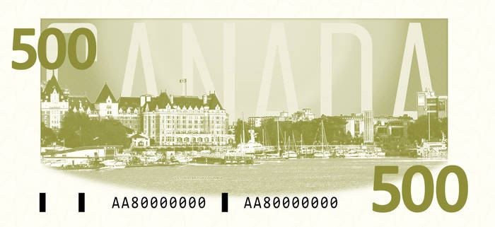 Canada $500 Note - Provincial Capitals (Verso)