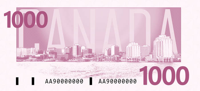 Canada $1000 Note - Provincial Capitals (Verso)