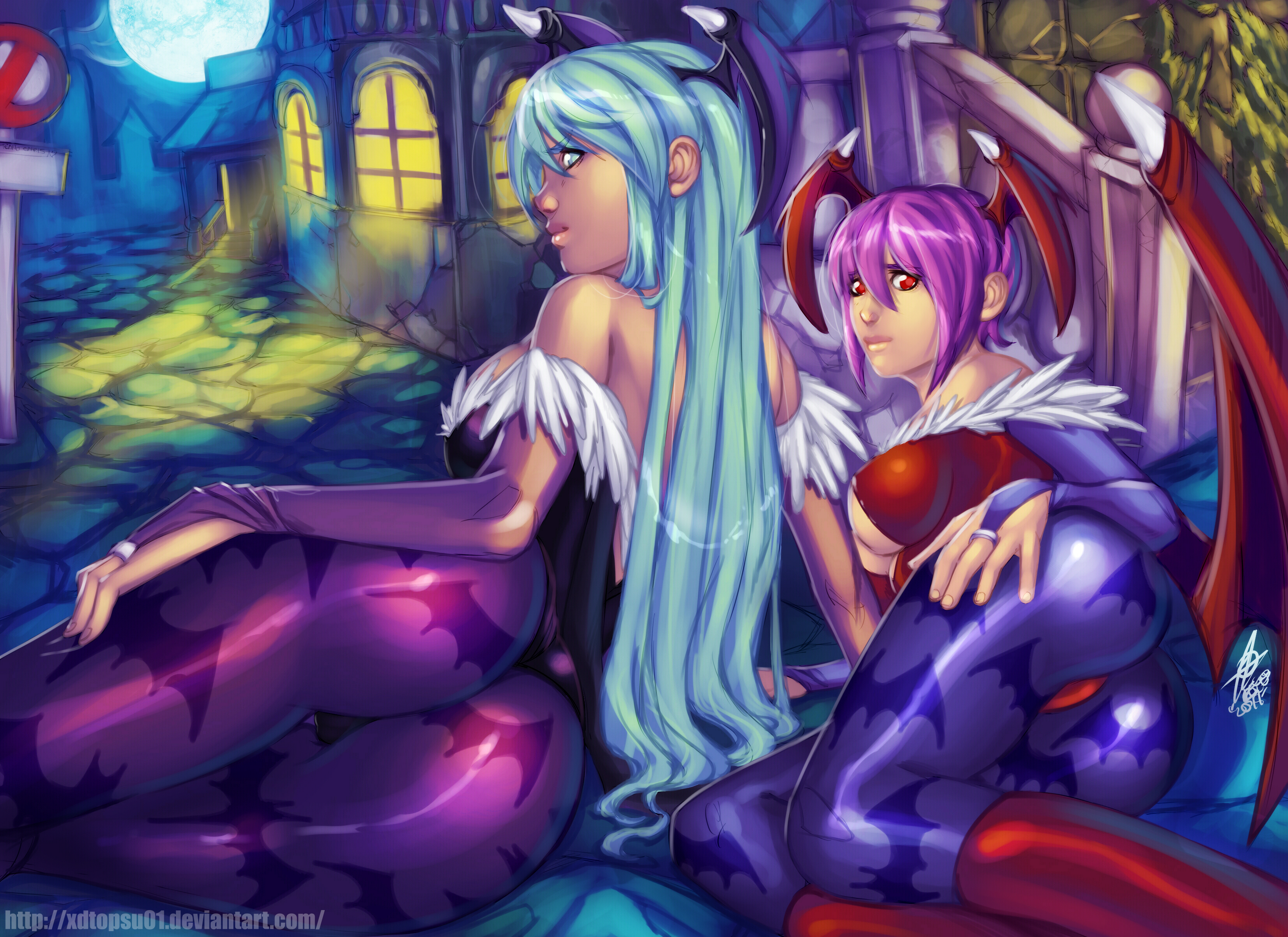 Morrigan y Lilith  (Darkstalkers) FAN ART :D