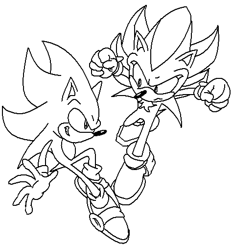 Super Sonic And Shadow Lineart