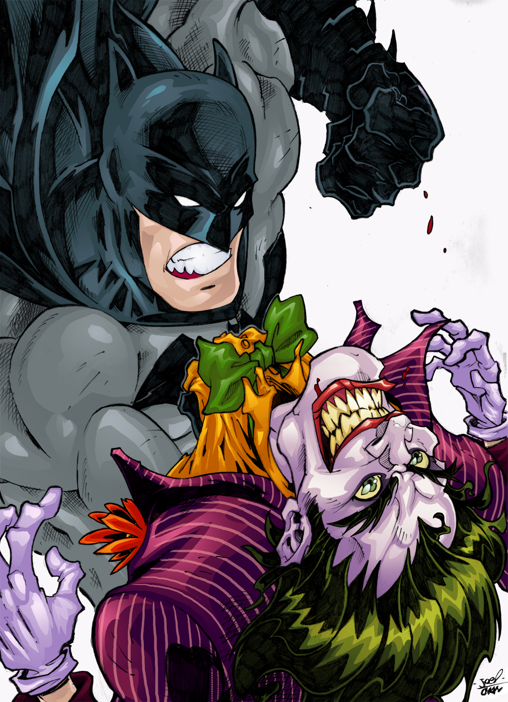 Bats punching the joker by Joelchan on DeviantArt