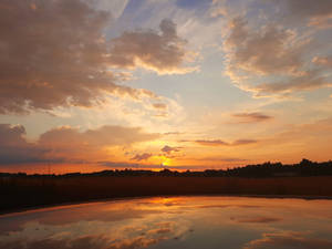 Sunset. Reflection in car.