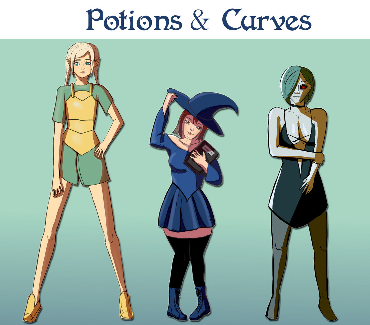 Potions and Curves Weight gain comic characters by Hsellback on
