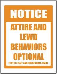 Attire and Lewd Behaviors Optional Sign