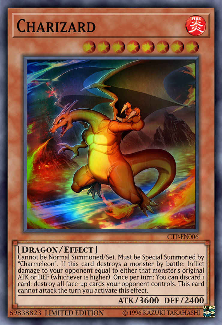 charizard yugioh card crossover Custom Orica art foil promo card featuring Ns Zekrom Charizard - Orica Golden /