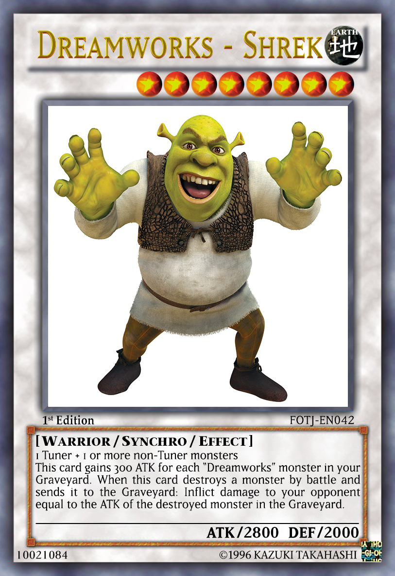 shrek yugioh card shrek.deck Designed for 4 players in 2 teams Yugioh y Shrek: Crossover pico