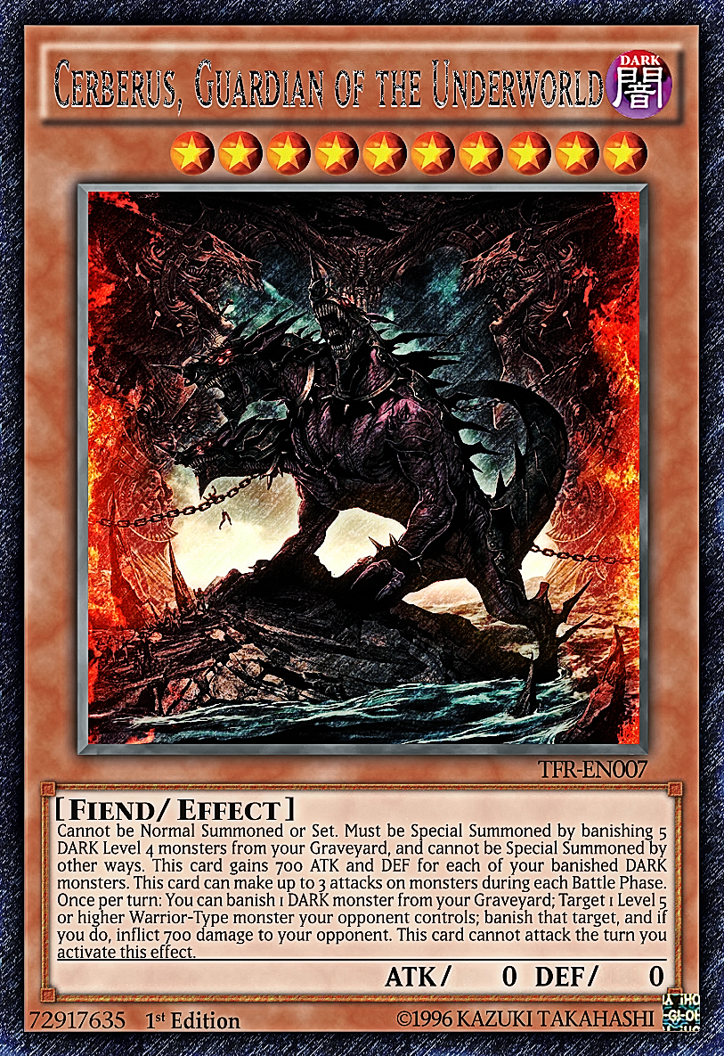 cerberus yugioh card Number Hunters Single Super Rare Photon NUMH-EN022 This is of the Secret Rare rarity. Flame Cerebrus - Metal Raiders