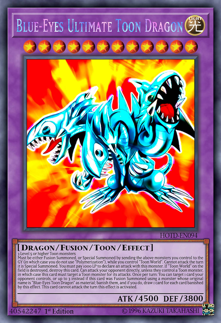 yugioh cards blue eyes white dragon toon Blue-Eyes Ultimate Custom Orica Card RushforTacos Custom this card can attack your opponents Life Points directly Blue-Eyes Ultimate Toon Dragon by