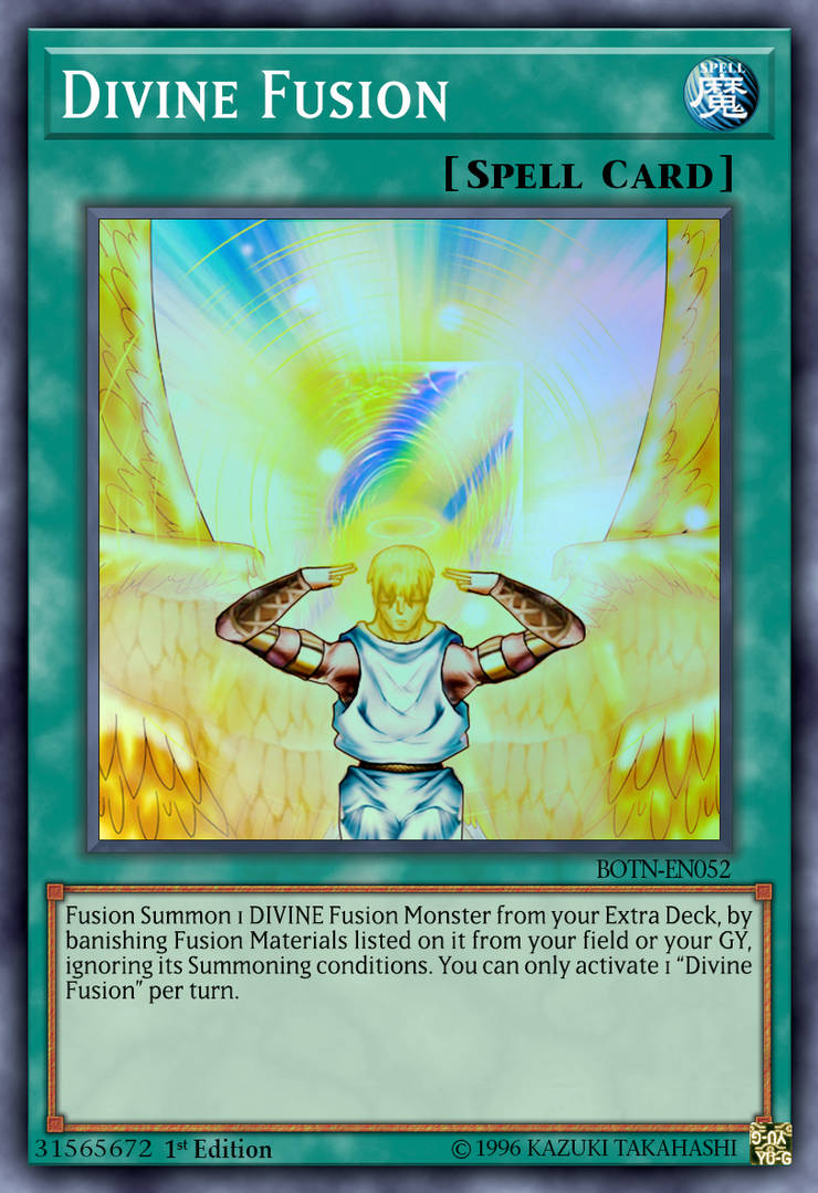 yugioh card divine Punishment - Yu-Gi-Oh! Database If a monster(s) you control is destroyed by an opponents attack or card effect Divine Fusion by ChaosTrevor on