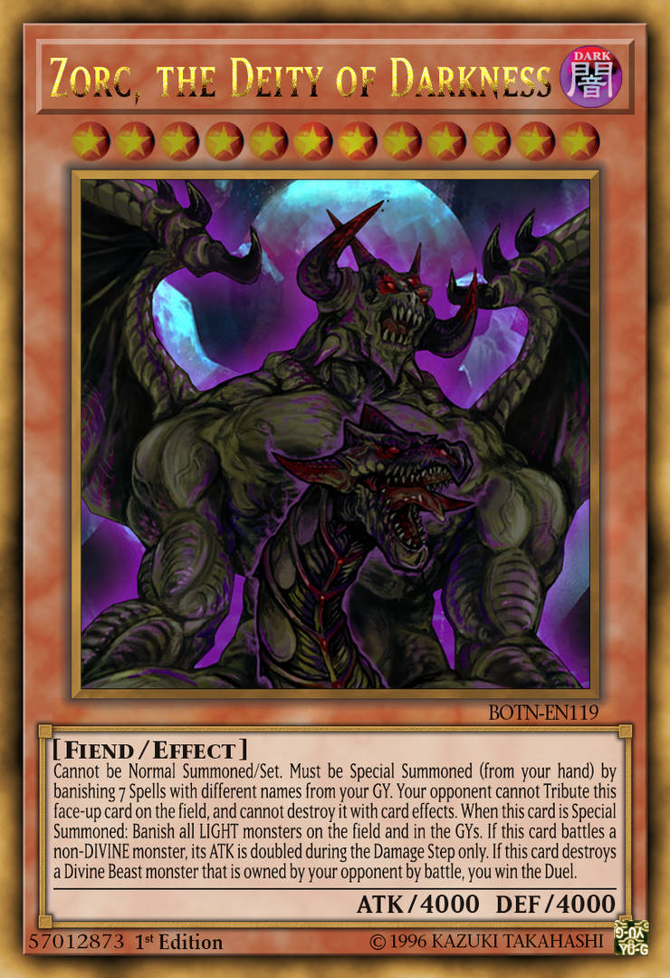 yugioh zorc the dark one card Necrophades | Yu-Gi-Oh! Wiki may be 1st or Unlimited Edition Zorc, the Deity of Darkness