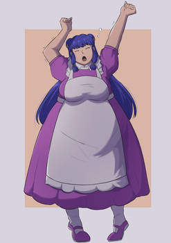 (COMMISSIONED ART) Sleepy Sumo Maid Shampoo