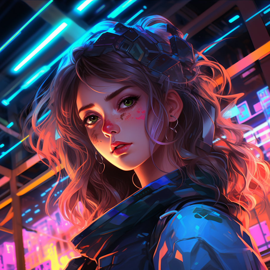 Cute Anime Girl In Neon City by Cells200 on DeviantArt
