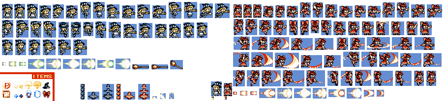 Enhanced Rockman Style Reimu and Marisa Sprites