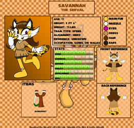 Savannah the Serval (Sonic OC) - Reference Sheet