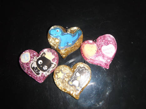 Resin heart pendants