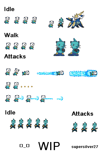 Oshawott line sonic battle sprite sheet WIP