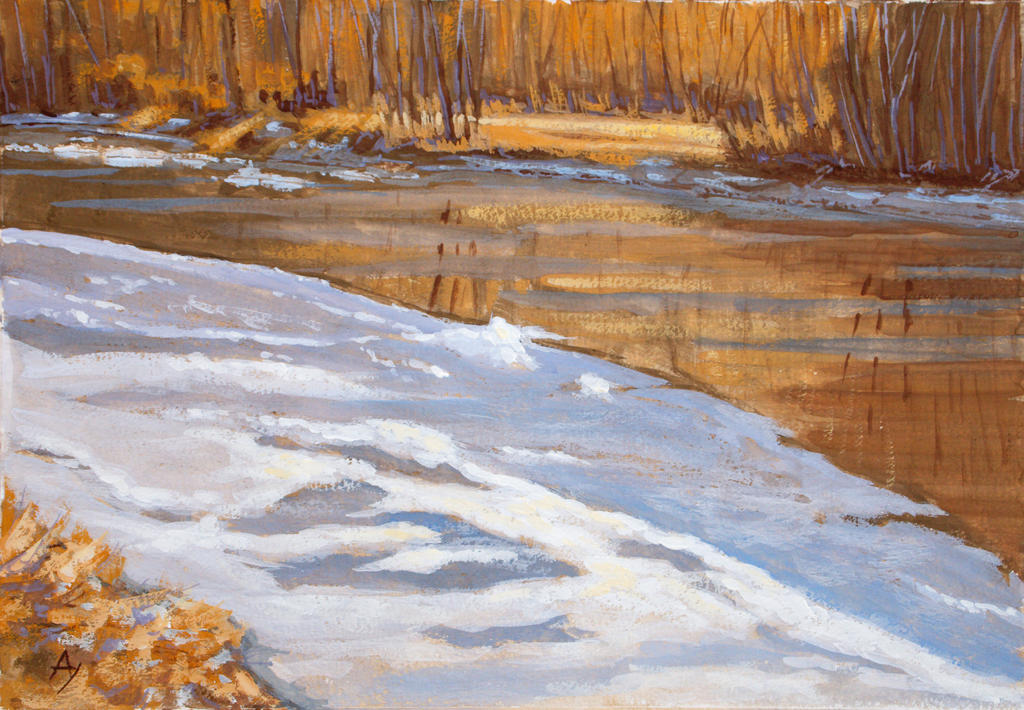 Ice-brimmed river