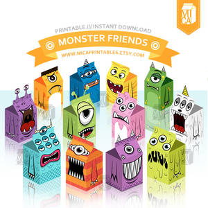 Monsters Favor Gift Box - Party Printables