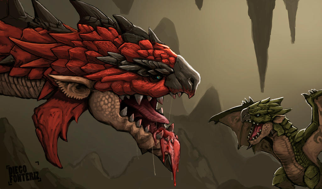 Rathalos and baby Rathian