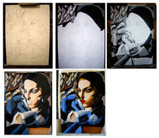THE BLUE SCARF original by TAMARA De LEMPICKA