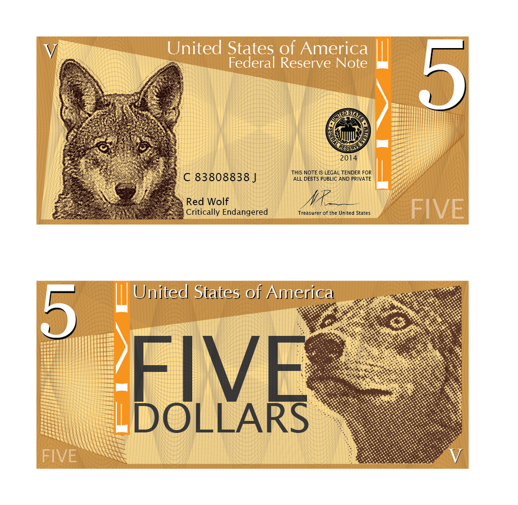 Red Wolf Five Dollars