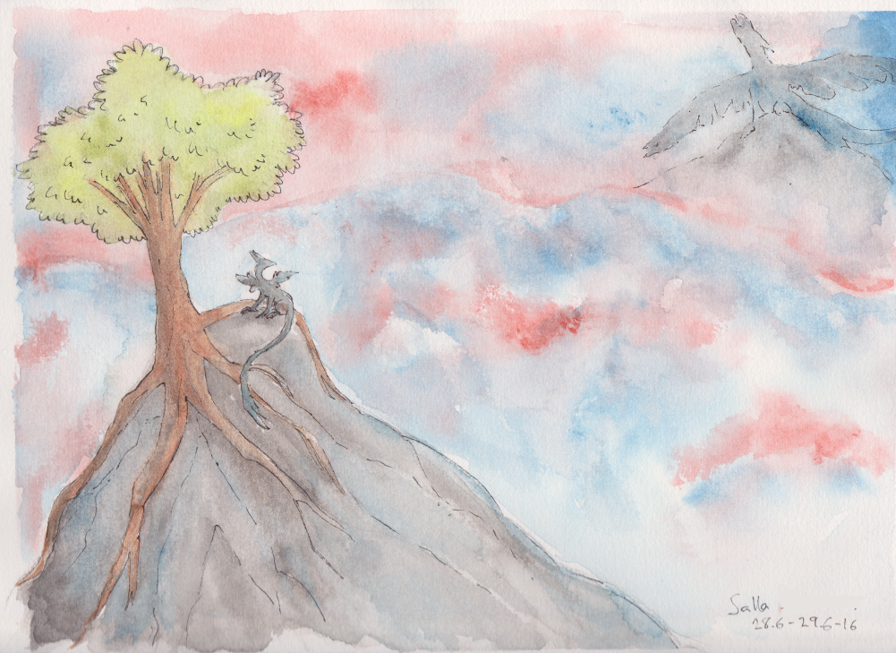 Smol dragon under a tree