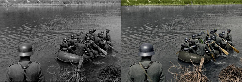 Coloring old photos - Wehrmacht on Maas