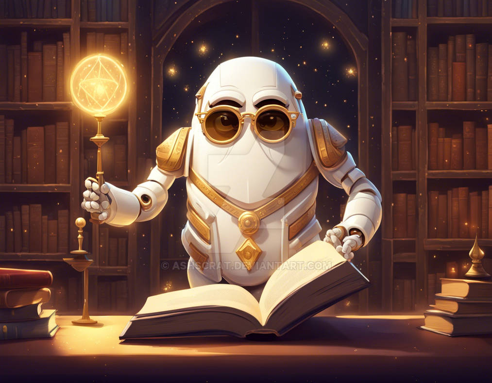 robot librarian by ashscrat on DeviantArt