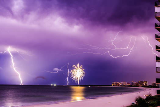 Lightning during Firework