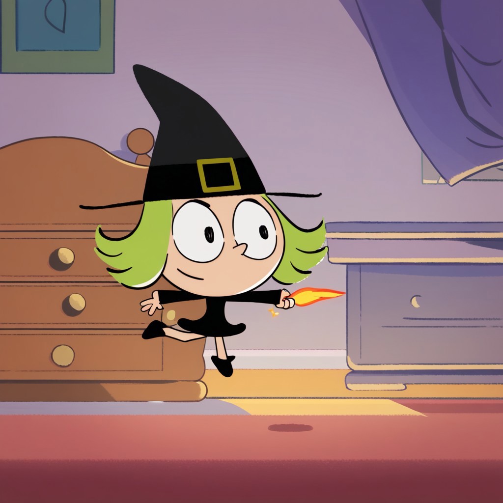 Zouk the little witch tries the element of fire