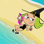 Zouk the little witch on the beach