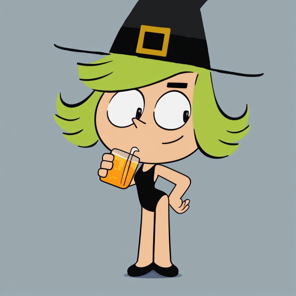 Zouk the little witch drinks honey
