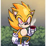 Fleetway Sonic drinking coffee at the park