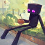 EnderMan drinking tea at the park