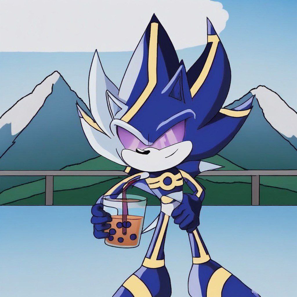 Cyber Nazo drinking juice