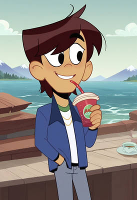 Ollie drinking juice