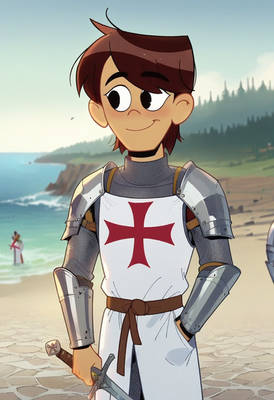 Ollie in knight's armor