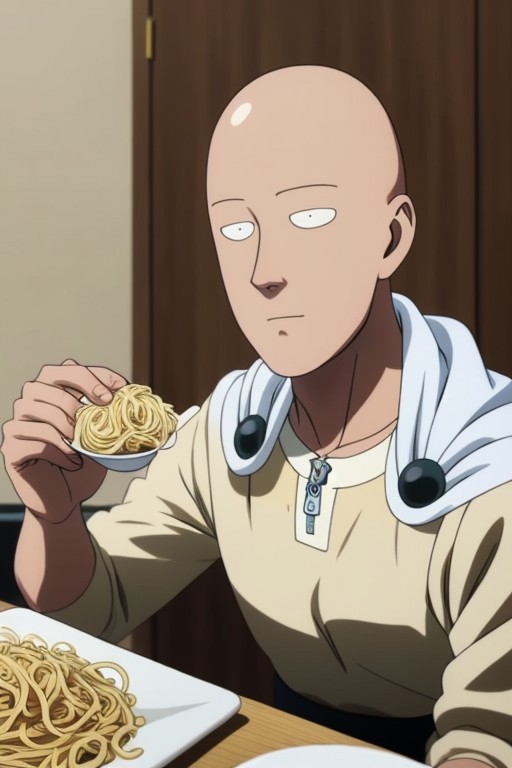 Saitama Eating noodles