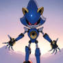 Metal Sonic standing on a mountain