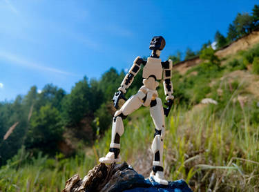Robot standing near a quarry
