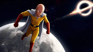Saitama hovers in space