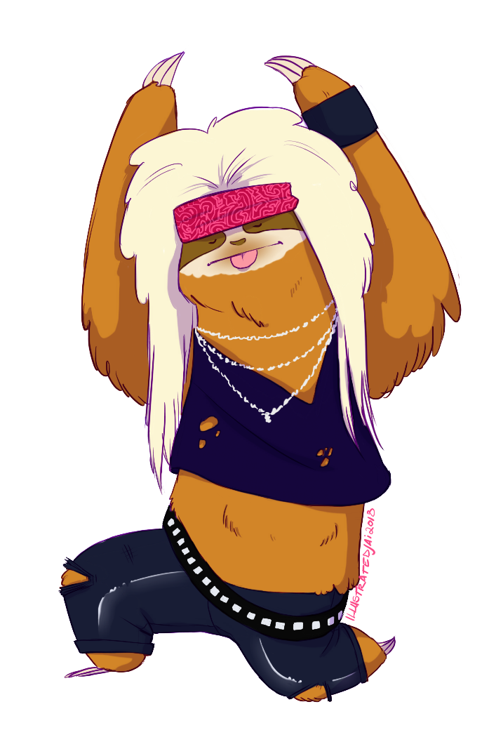 80s Hair Metal Sloth - Musical Sloths