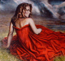 Woman in red dress